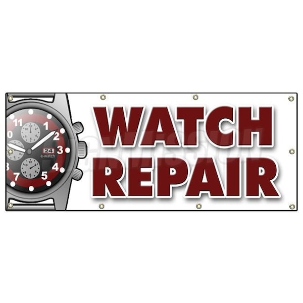Signmission WATCH REPAIR BANNER SIGN batteries jewelry gems bands appraisals B-96 Watch Repair - main